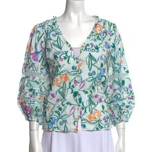 Tanya Taylor cotton floral blouse with puffed sleeves